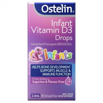 Ostelin Infant Vitamin D3 Drops 2.4ml 婴儿幼儿维生素D3液体VD滴剂 浓缩无糖无味