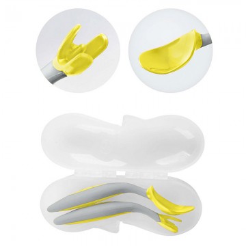 B.box Toddler cutlery set - lemon sherbet 儿童训练叉勺餐具套装 灰黄色
