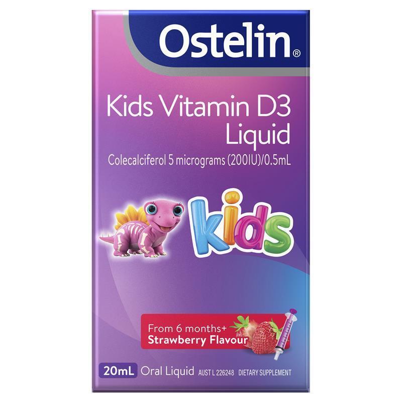 Ostelin Kids Vitamin D Liquid 20ml 婴儿幼儿儿童维生素D3液体VD滴剂 20ml 草莓味