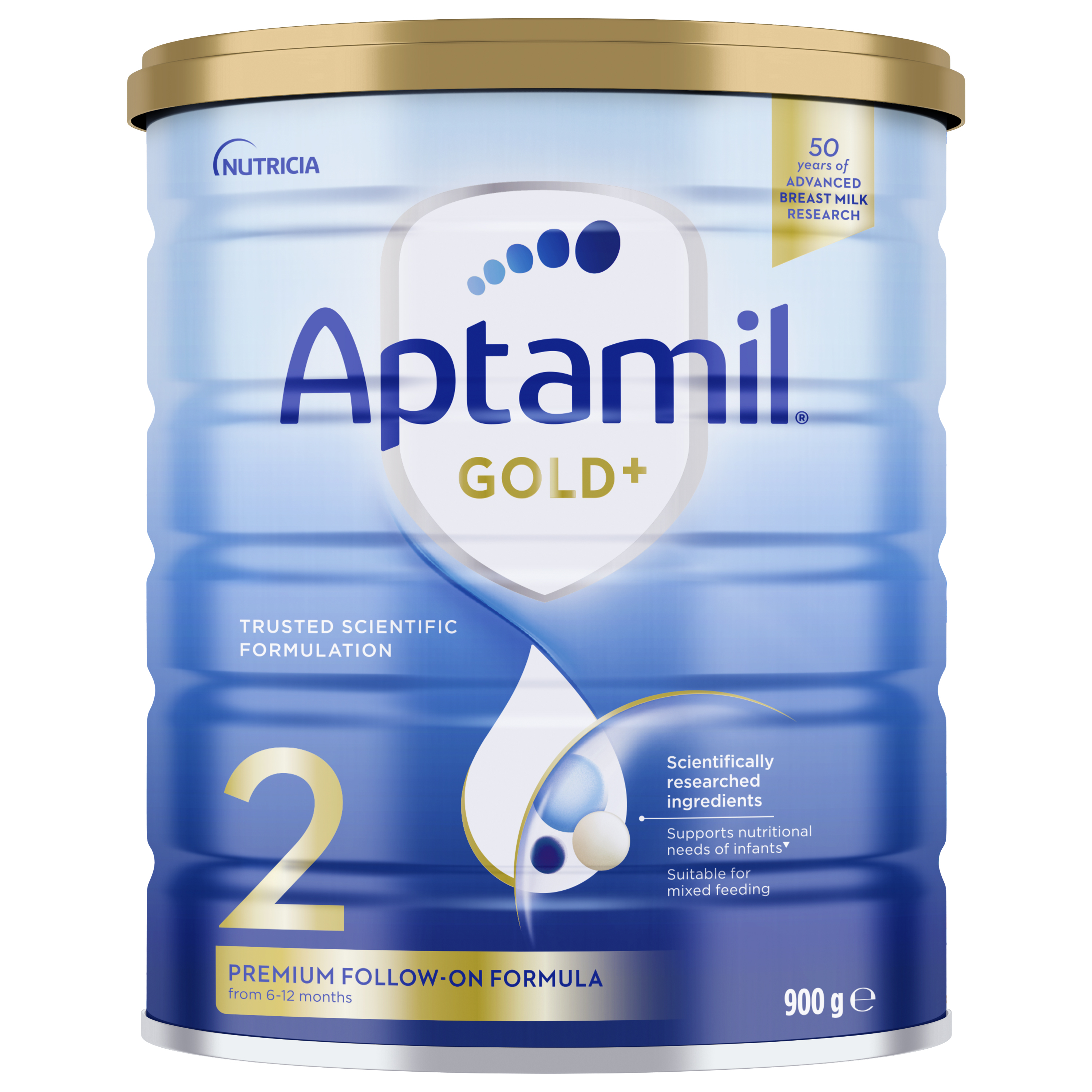 NK2 [新包装]Aptamil Gold+ 爱他美  金装版婴儿奶粉 2段 6-12个月900g